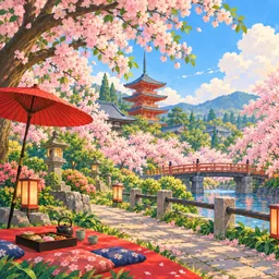Hanami in Japan stamp