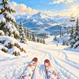 Skiing stamp