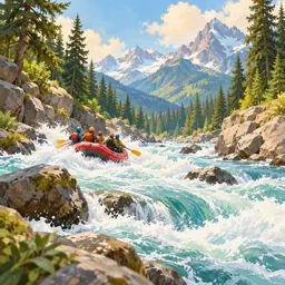 Whitewater Rafting stamp